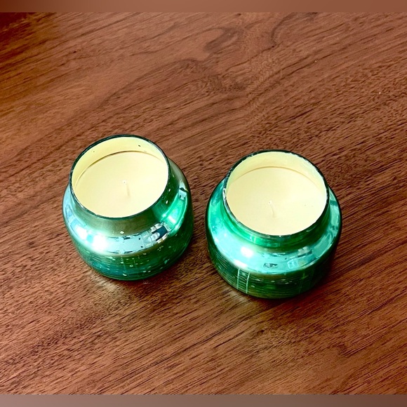 Set of 2 Limited Edition Capri Blue Mini Volcano Green Mercury Glass Jar Candles - Picture 3 of 3